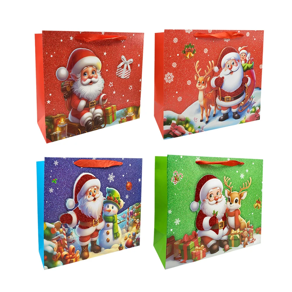 1pza Bolsa de regalo estilo europa mediana con diseño 3d navideño y d…