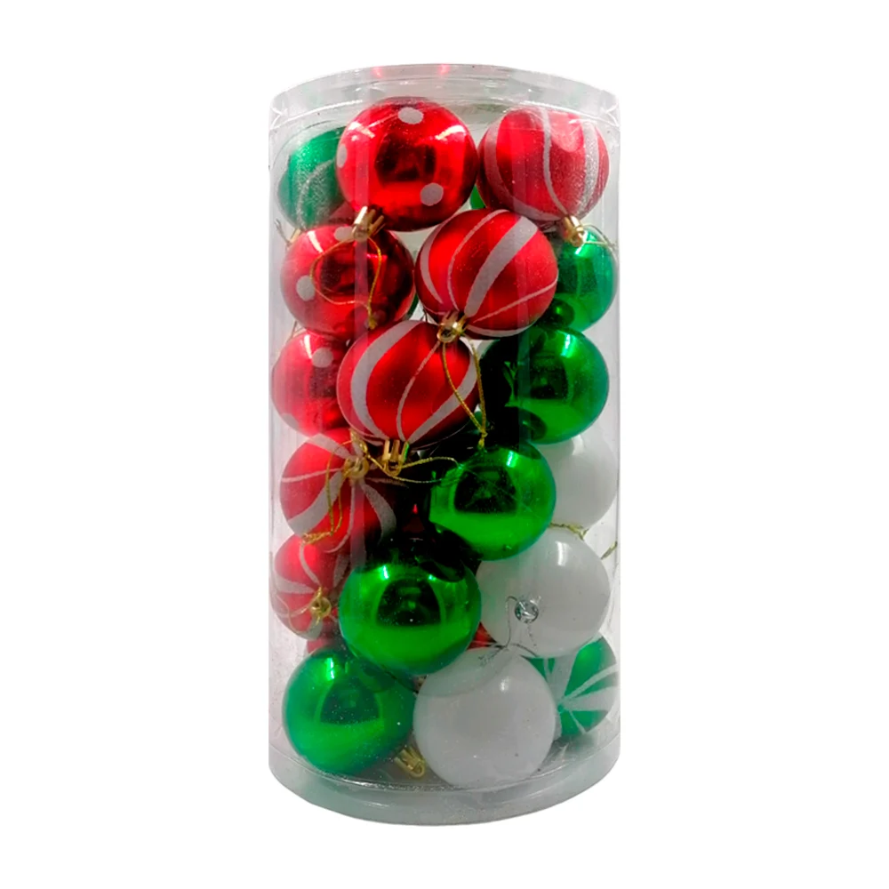 Paquete con 30 esferas navideñas en tonos metálicos, mate y con relie…