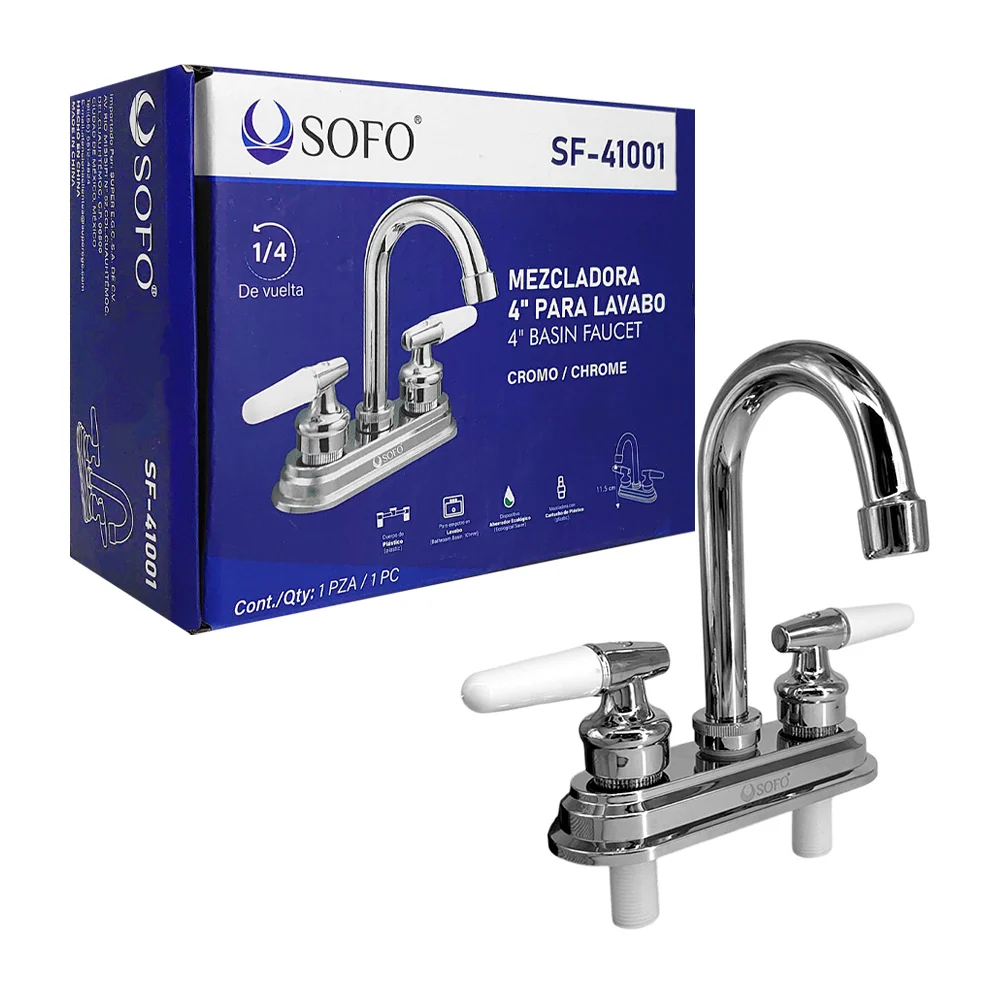 Llave mezcladora sofo de 4 pulgadas con cuello de cisne para lavabo /…
