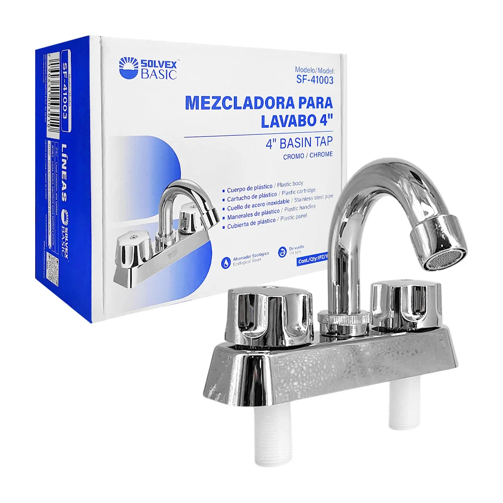 Llave mezcladora solvex basic de 4 pulgadas y acero inoxidable para l…
