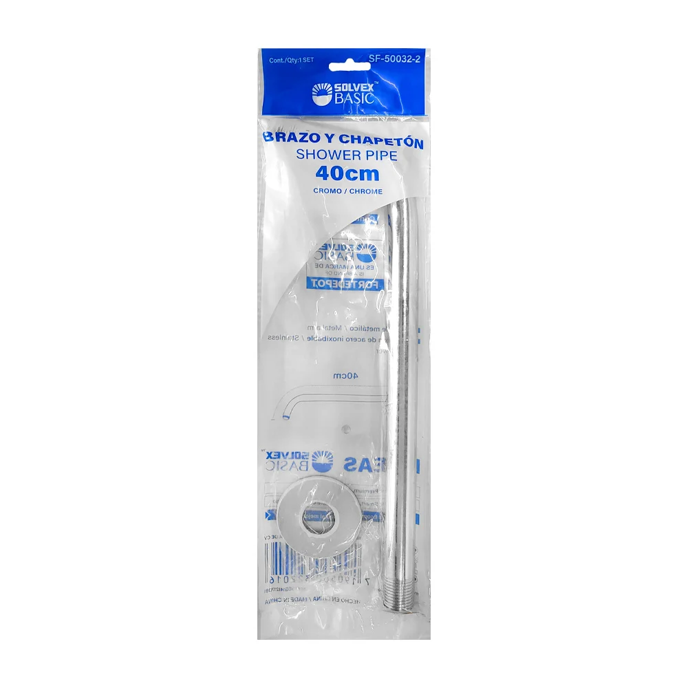 Brazo metálico y chapetón de acero inoxidable solvex basic de 40cm pa…