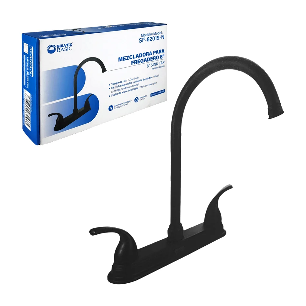 Mezcladora para fregadero color negro matte de 8in / solvex basic / s…