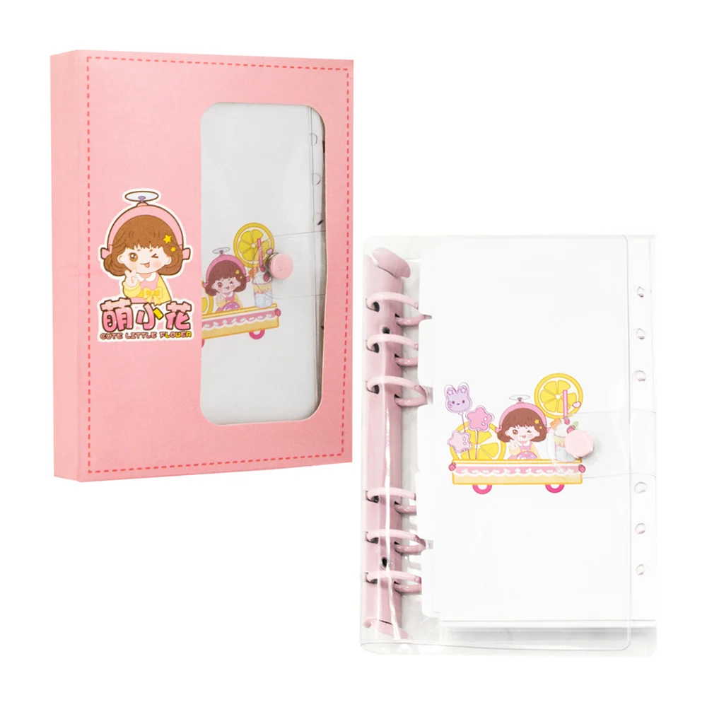 Set de folder transparente con argollas, hojas, separadores y sticker…