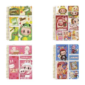 Libreta de pasta blanda, doble espiral, 38 hojas y estampado de labub…