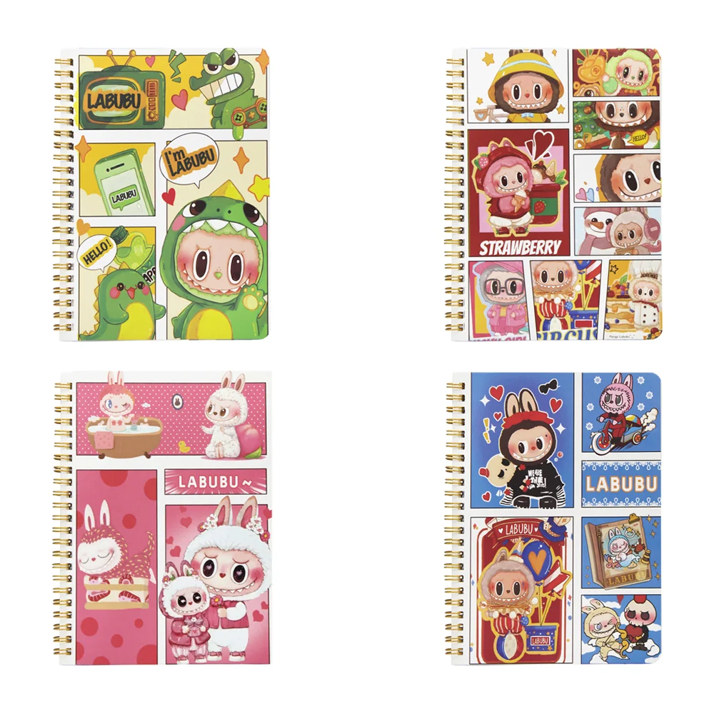 Libreta de pasta blanda, doble espiral, 38 hojas y estampado de labub…