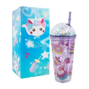 Vaso termo de plástico con diseño de donas y tapadera domo con bolita…