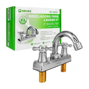 Llave mezcladora solvex de 4 pulgadas con manerales de plástico y cue…
