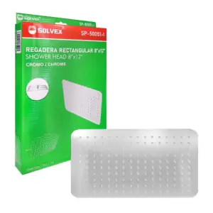 Regadera rectangular solvex de 8x12 pulgadas con conexión de bola y t…