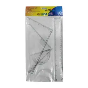Juego de geometría transparente con regla de 30cm, 2 escuadras y tran…
