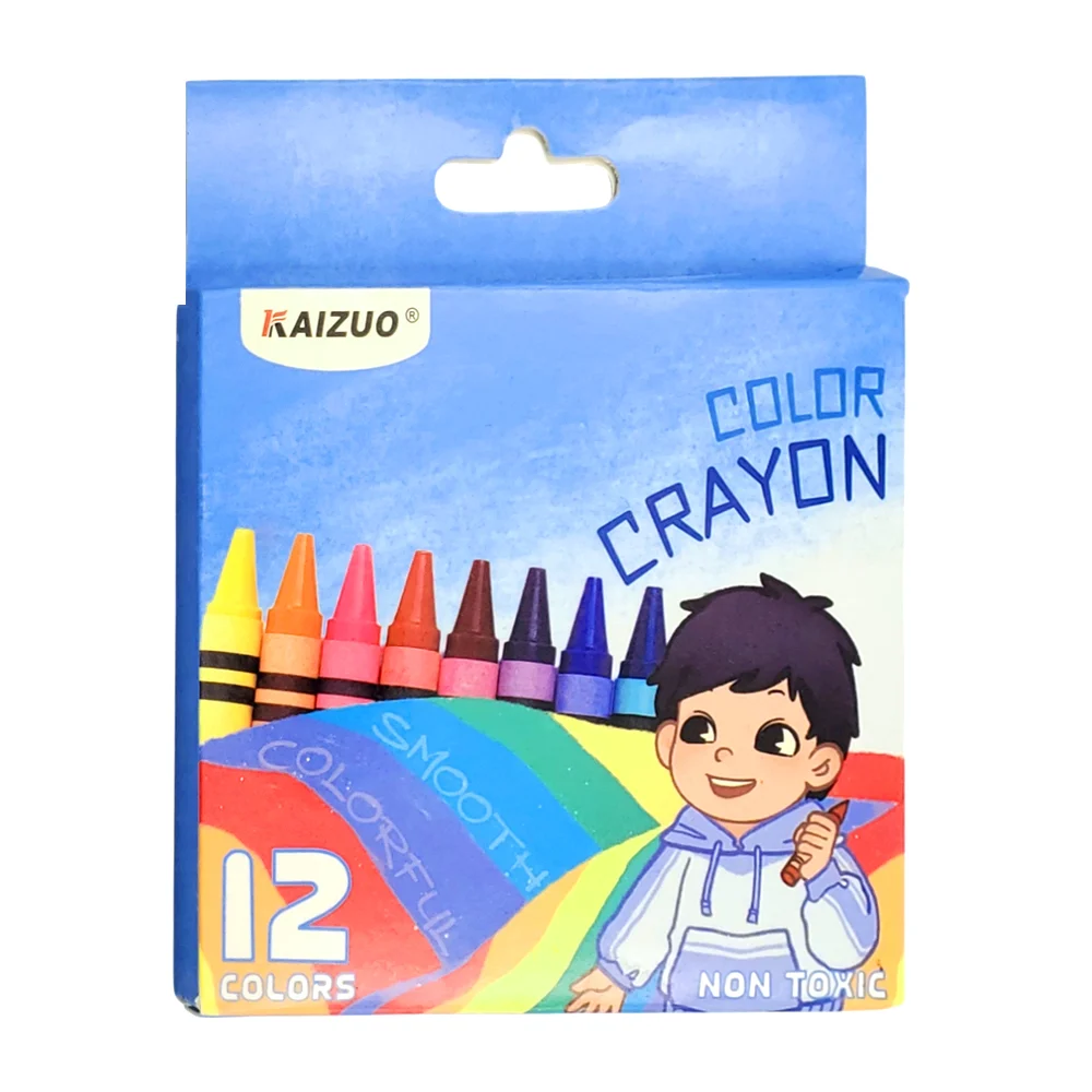 Paquete con 12 crayones de cera pequeños, delgados con estampado infa…