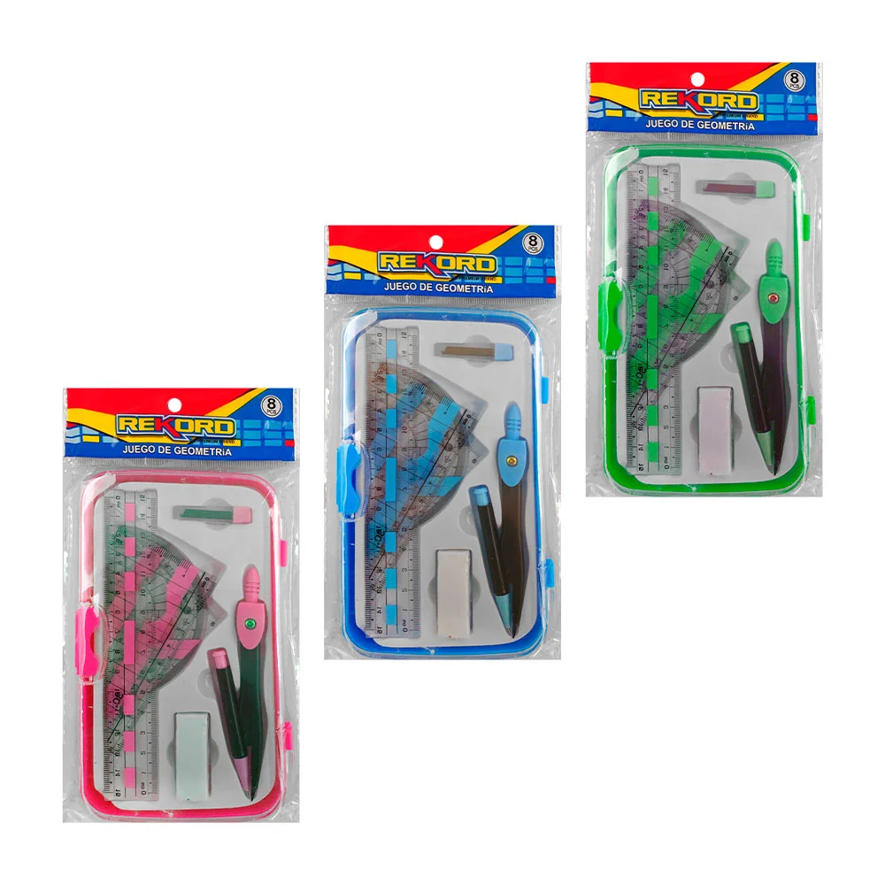 Estuche transparente con juego de geometría pequeño de plástico, regl…