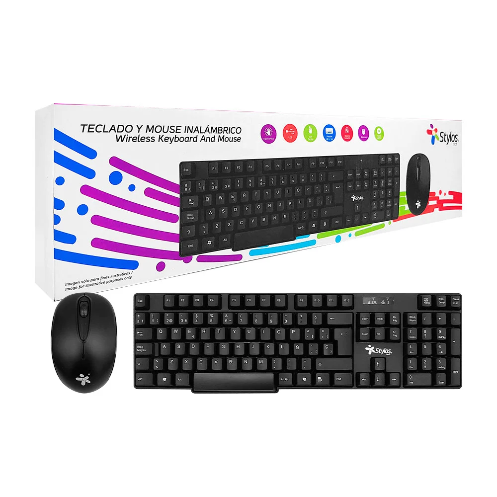 Kit de teclado formato completo + ratón inalámbricos / stpktm3b