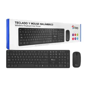 Kit teclado y mouse inalámbrico stylos con 105 teclas, diseño ergonóm…