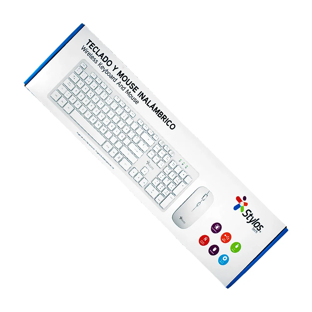 Kit teclado y mouse alámbrico stylos con 105 teclas, diseño ergonómic…