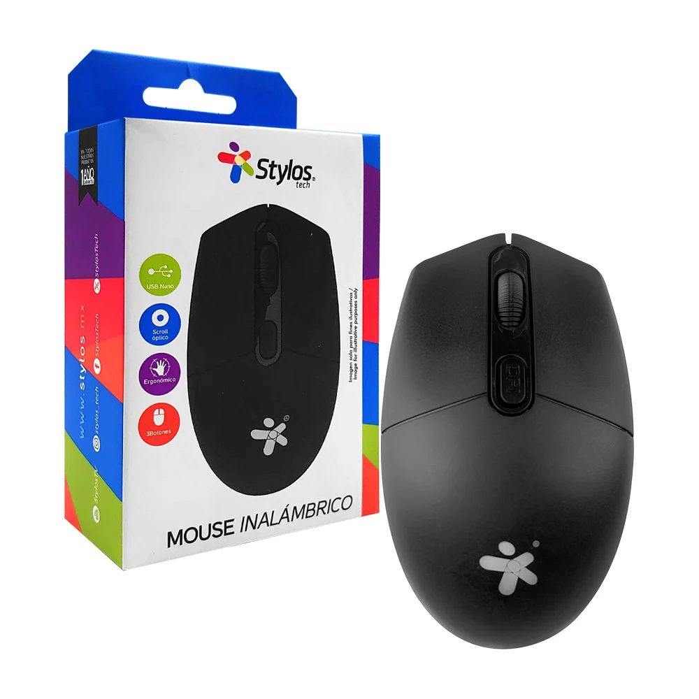 Mouse / ratón inalámbrico stylos ergonómico, con 3 botones, controlad…