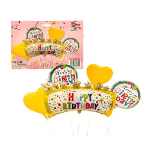 Paquete de 5 globos metálicos con diseño rectangular - happy birthday…
