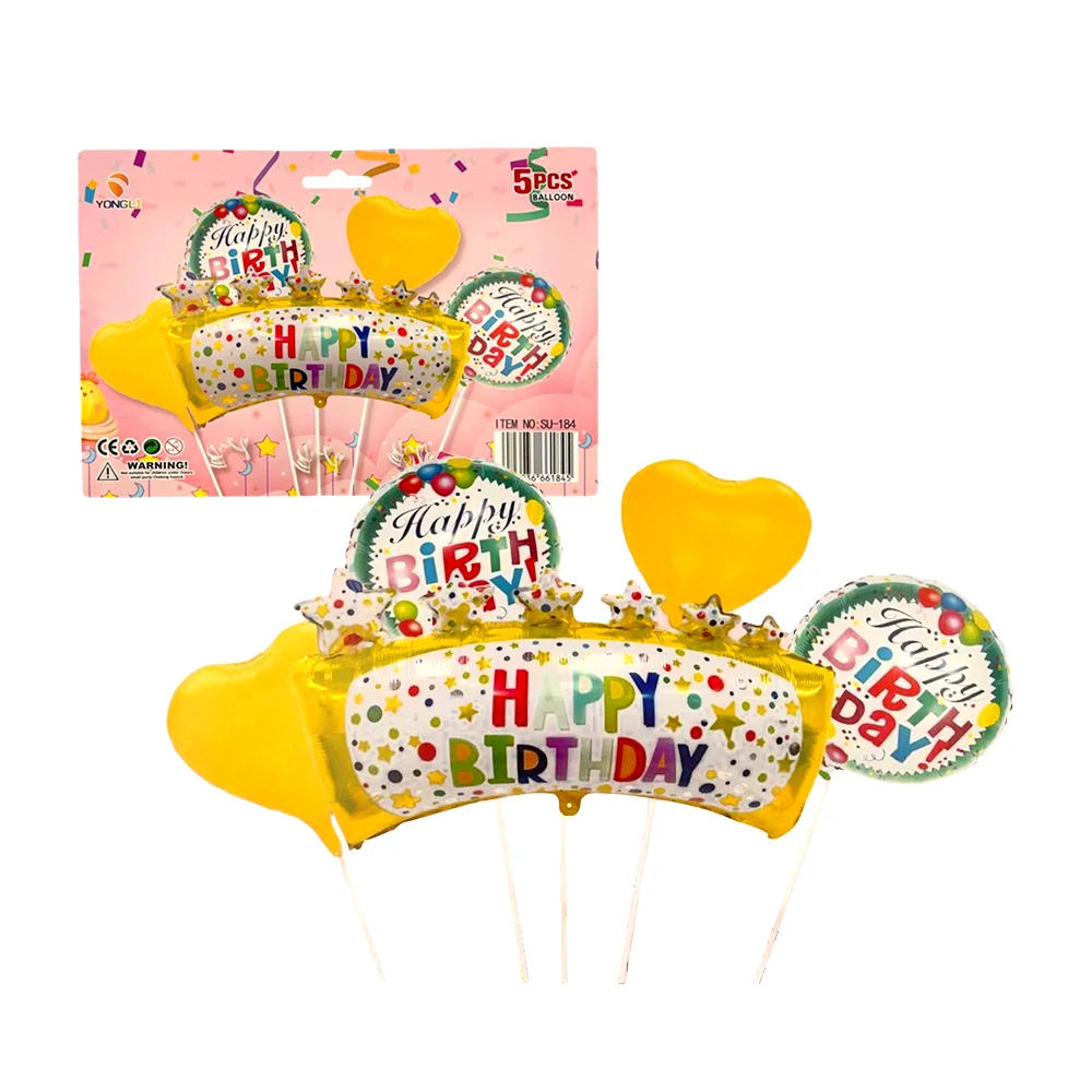 Paquete de 5 globos metálicos con diseño rectangular - happy birthday…
