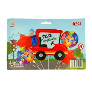 Paquete de 5 globos metálicos con diseño de carro - happy birthday / …