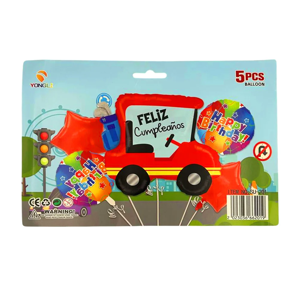 Paquete de 5 globos metálicos con diseño de carro - happy birthday / …