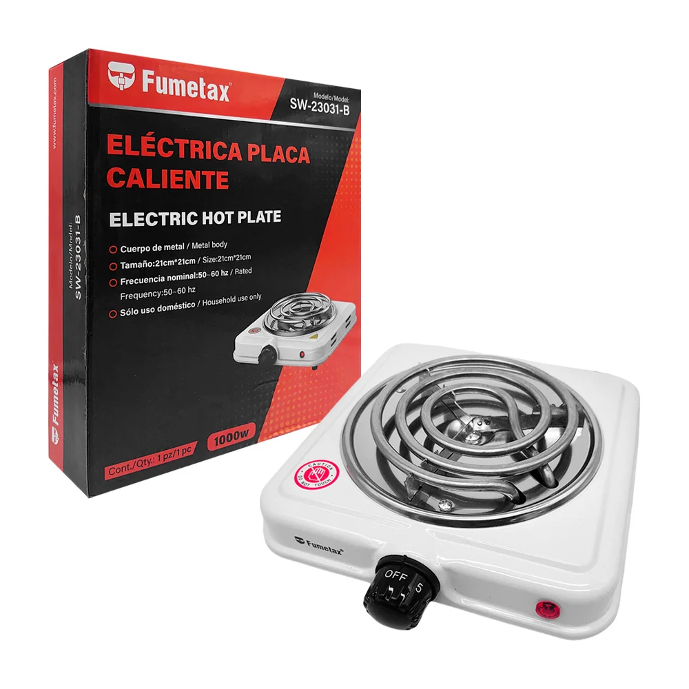 Parrilla eléctrica fumetax metálica color blanca de 21x21cm con resis…