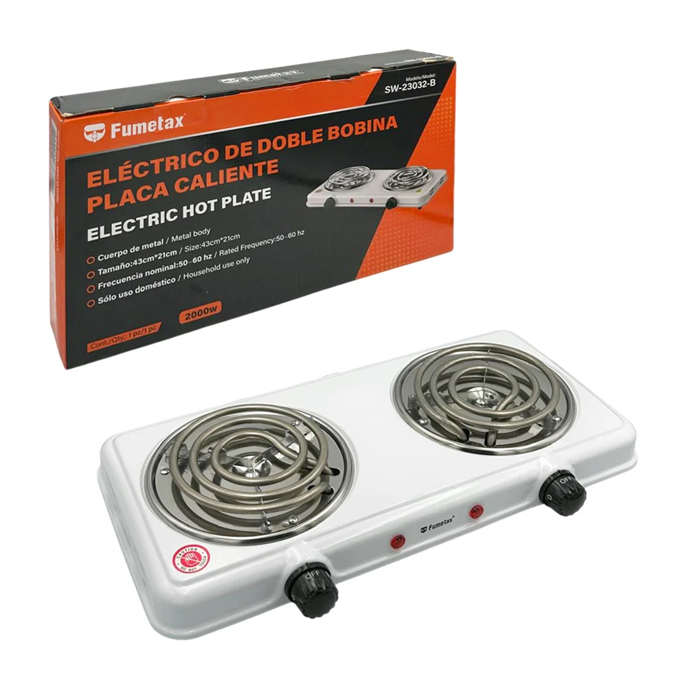 Parrilla eléctrica fumetax de doble placa con acabado metálico / sw-2…