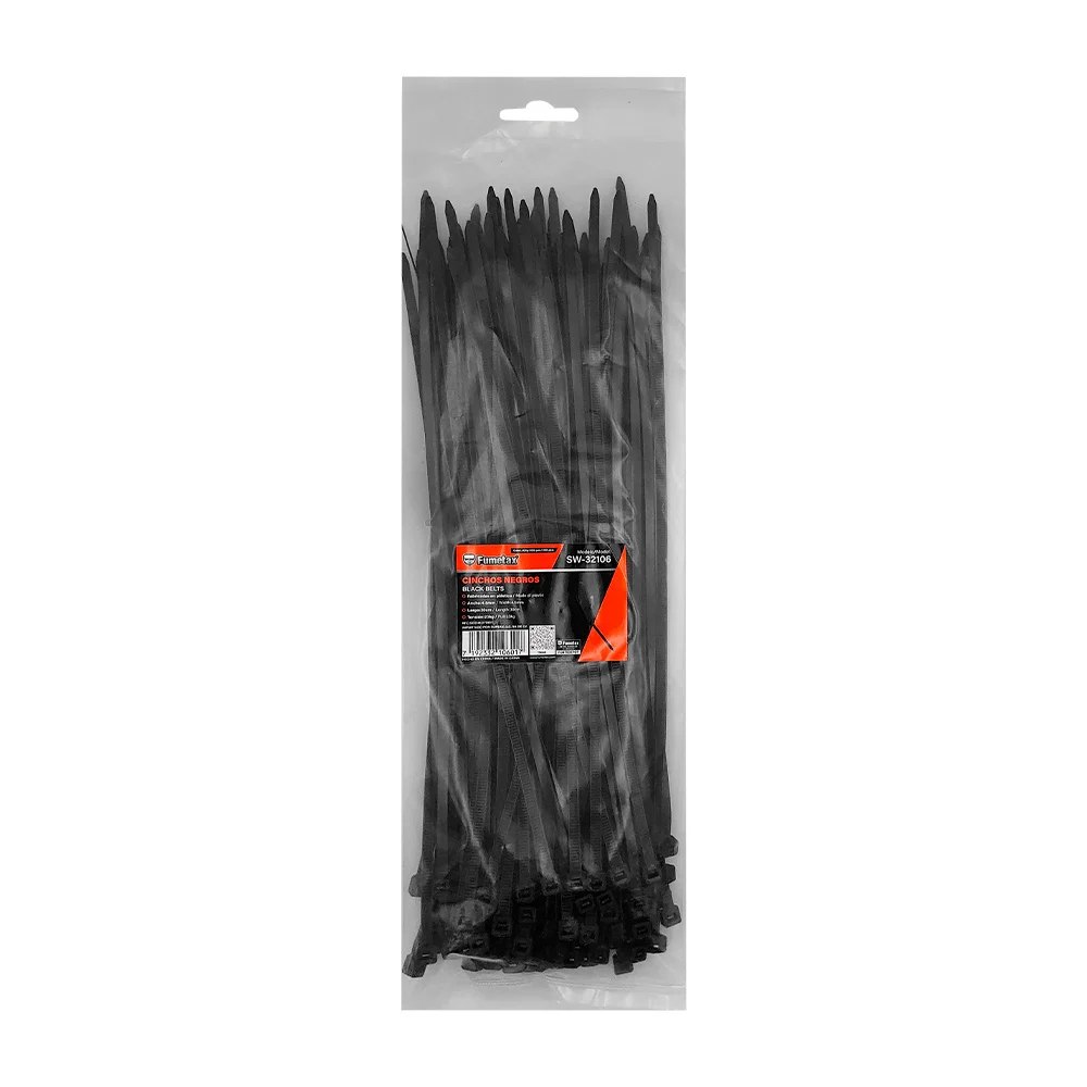 Cinchos negros fumetax de 30cm y 4.5mm de plástico / sw-32106