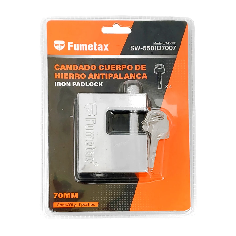 Candado de cuerpo de hierro antipalanca fumetax de 70mm + juego de 4 …