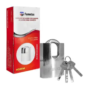 Candado fumetax de acero con gancho semi cubierto, 40mm + juego de 4 …