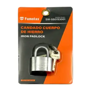 Candado pequeño fumetax de hierro 3x4.5cm con acabado cromado y juego…