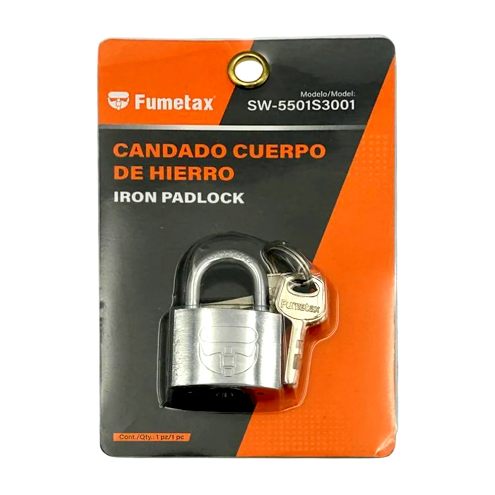 Candado pequeño fumetax de hierro 3x4.5cm con acabado cromado y juego…