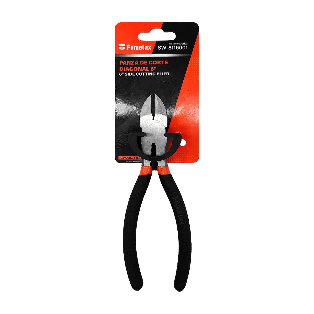 Pinzas de corte diagonal con mango antiderrapante, 6 pulgadas / fumet…