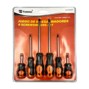 Juego 6 desarmadores fumetax de diferente tamaño con punta plana y de…