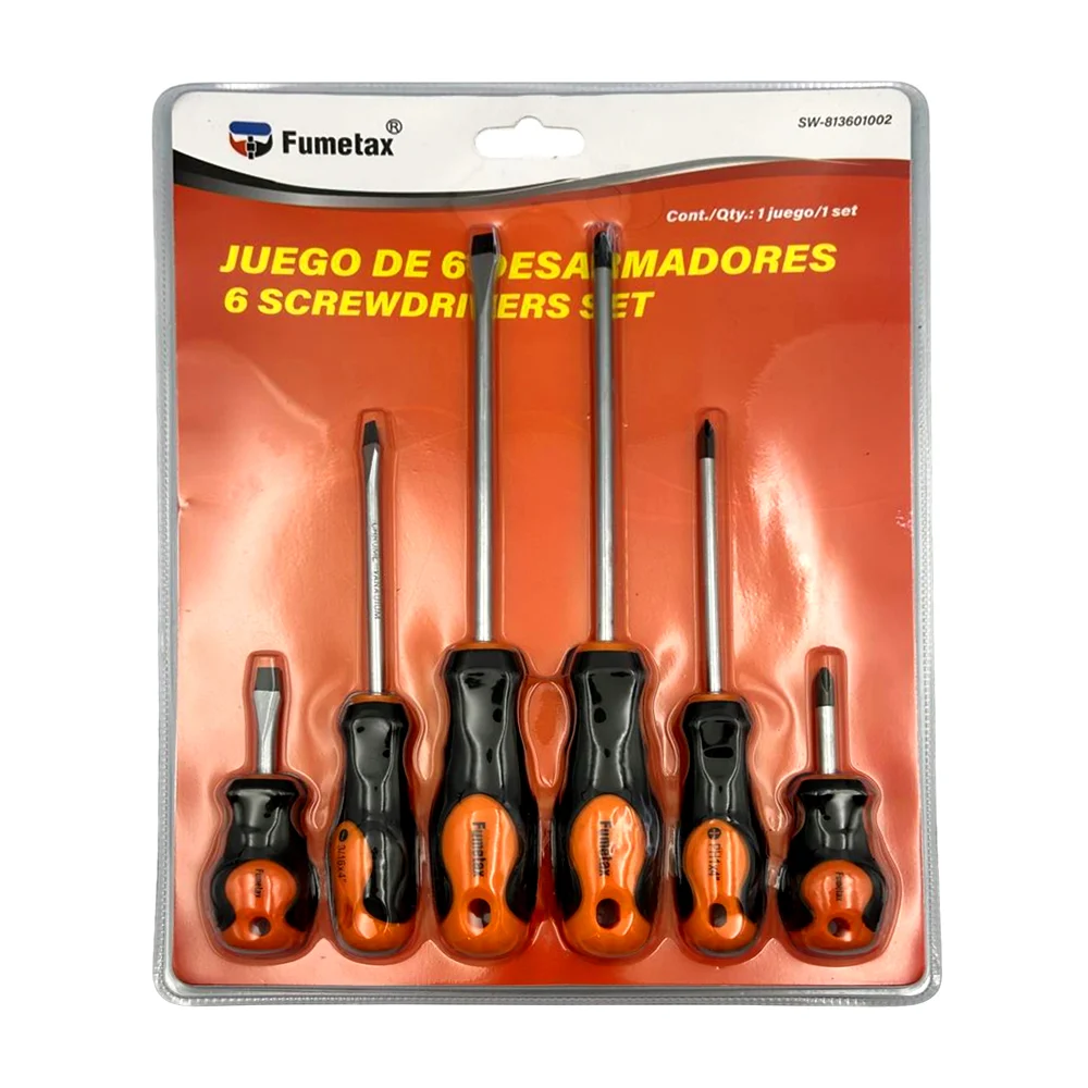 Juego 6 desarmadores fumetax de diferente tamaño con punta plana y de…