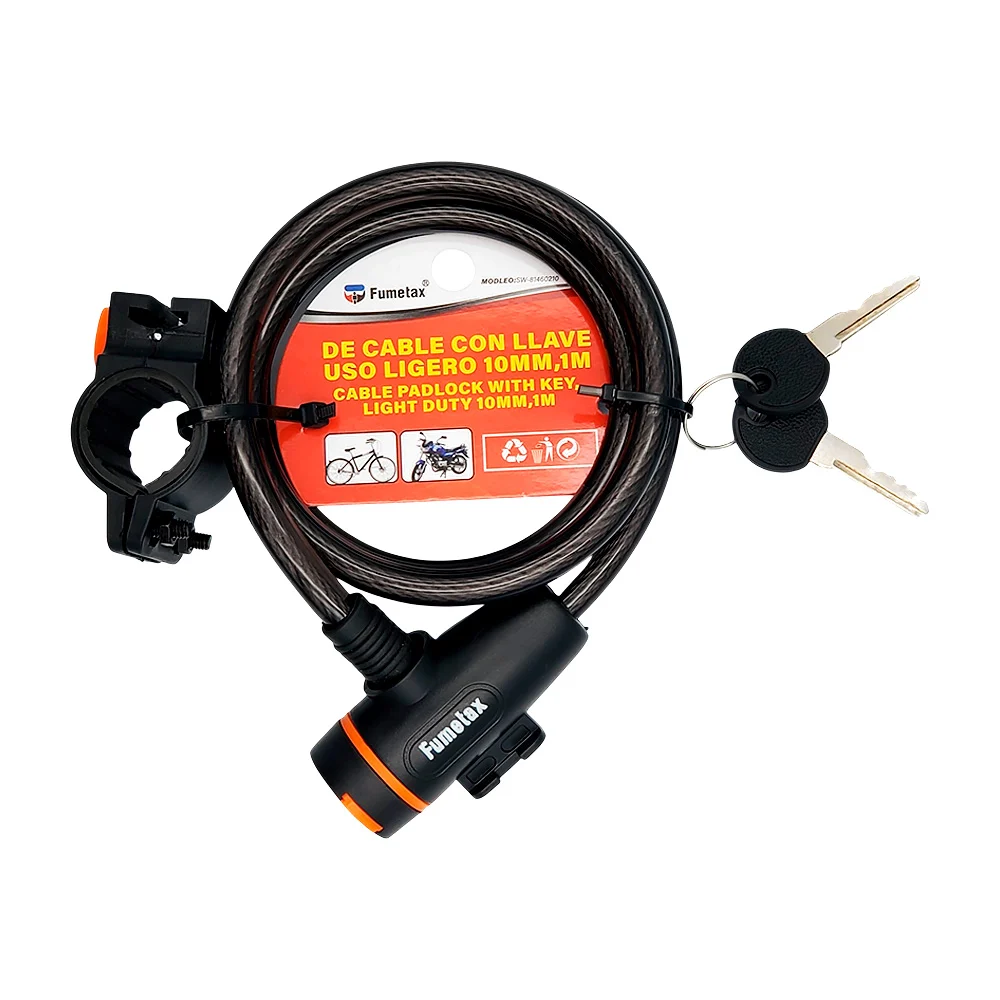 Candado fumetax con cable 10mm de ancho y 1 metro de largo para bicic…