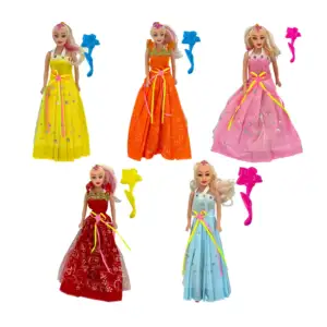 Muñeca juguete con vestido largo de tul con lentejuelas o diamantina …