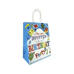 1pza Bolsa regalo de papel mediana 27x21x11cm con temática happy bith…