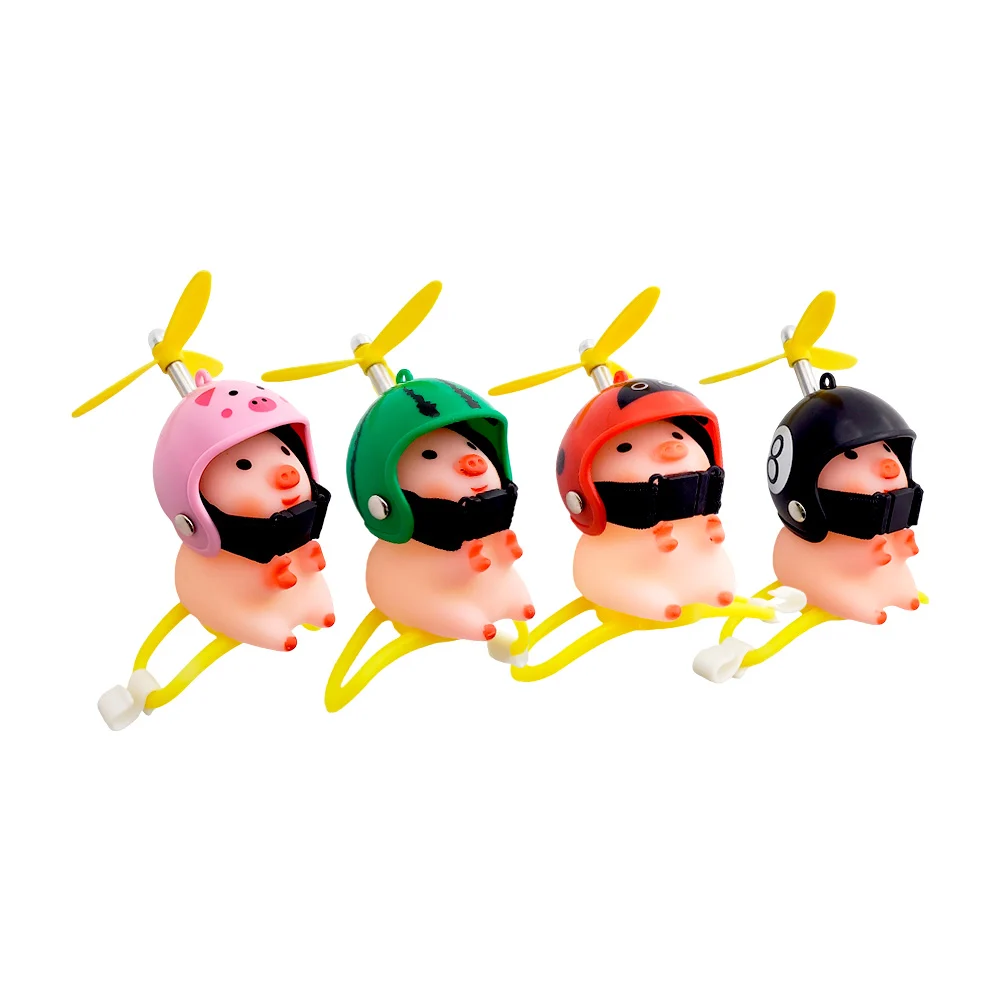 1pza Mini cerdito puerquito con casco y luz led rgb, variedad de colo…
