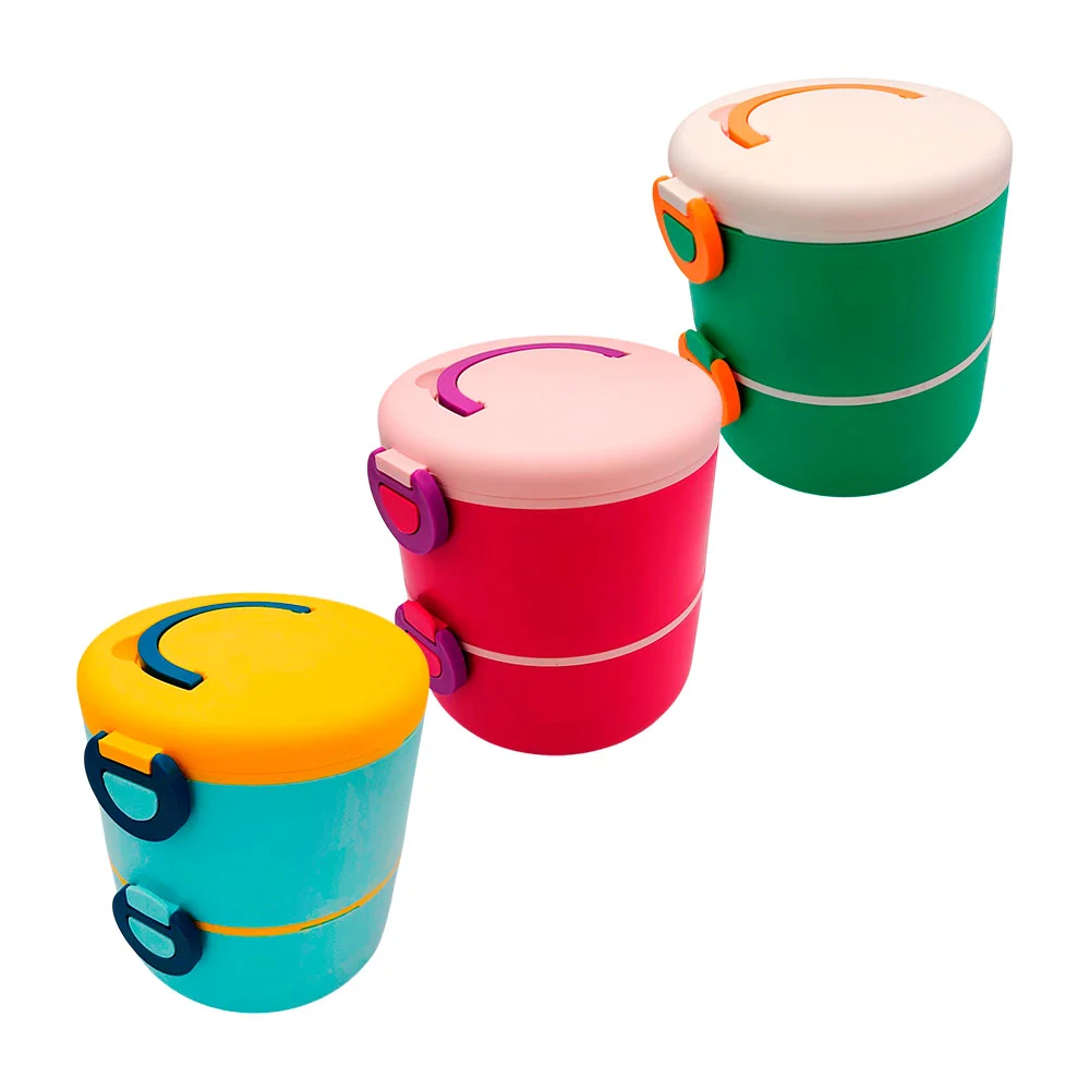Tupper redondo bicolor doble con asa agarradera, cubiertas armables y…