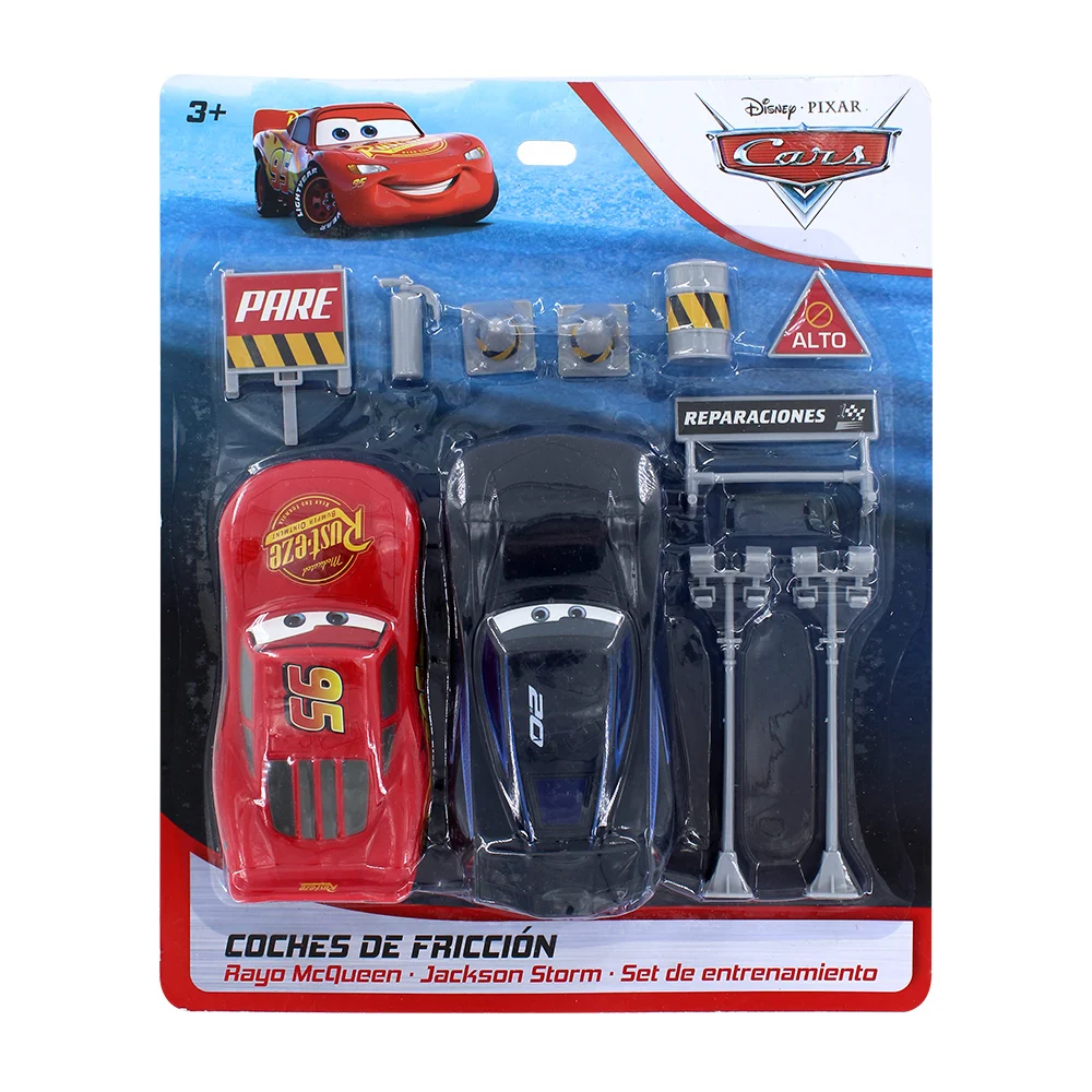 Par de carros de fricción con accesorios de autopista y diseño de car…