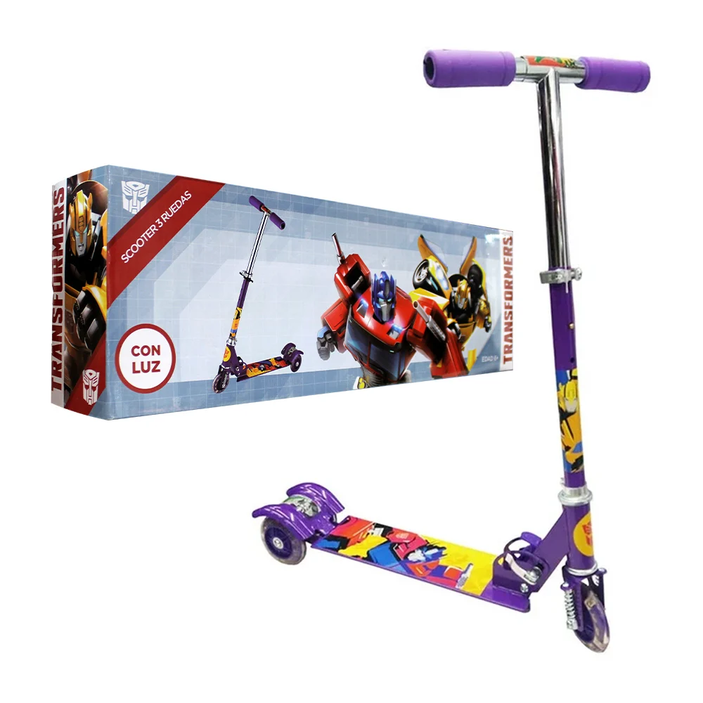 Scooter patín del diablo infantil metálico plegable con 3 ruedas, luz…