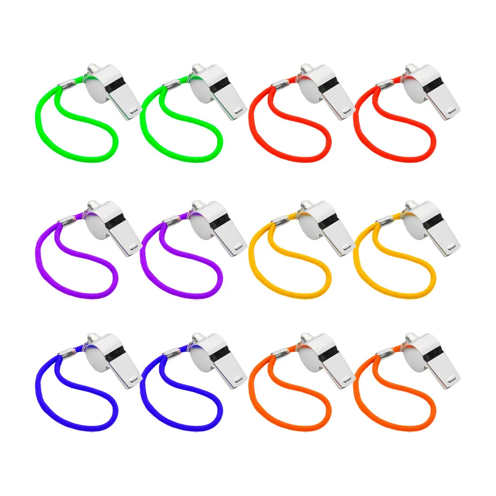 Paquete de 12 silbatos metálicos con correa de colores / bt-520