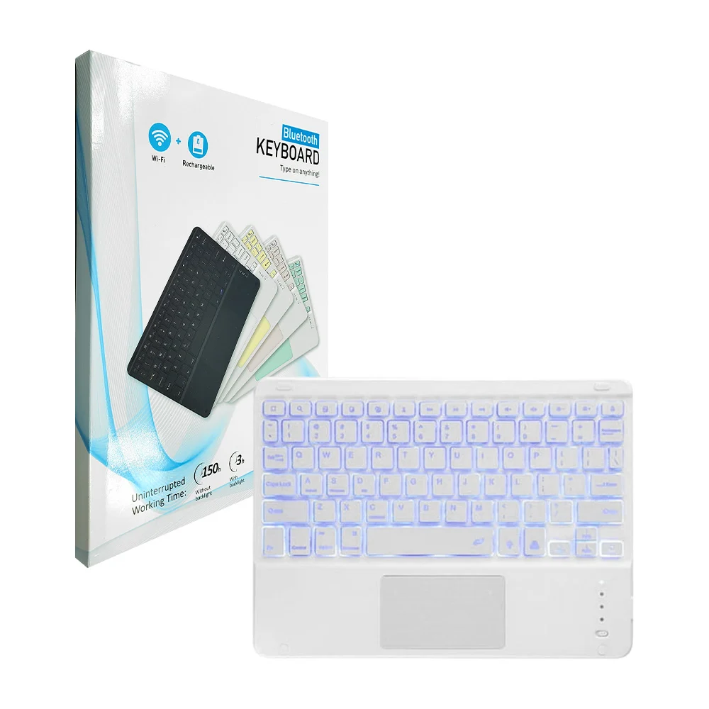 Teclado macaron inalámbrico bluetooth con luz led 17.5x24.5cm, varied…
