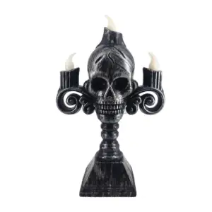 Lámpara tipo candelabro diseño de calavera con 3 mini velas, para dec…