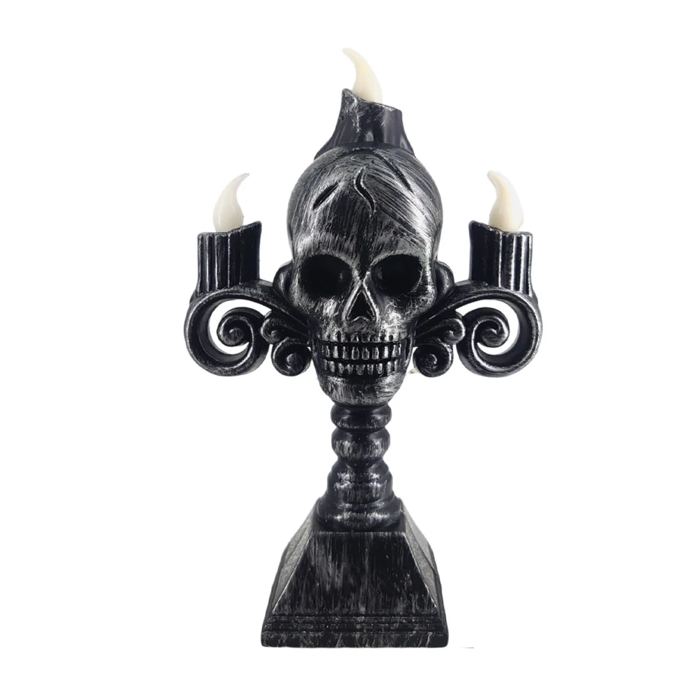 Lámpara tipo candelabro diseño de calavera con 3 mini velas, para dec…