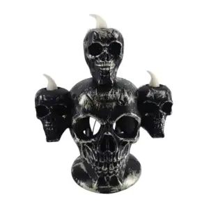 Vela tipo candelabro con diseño de calaveras craneos con luz blanca /…
