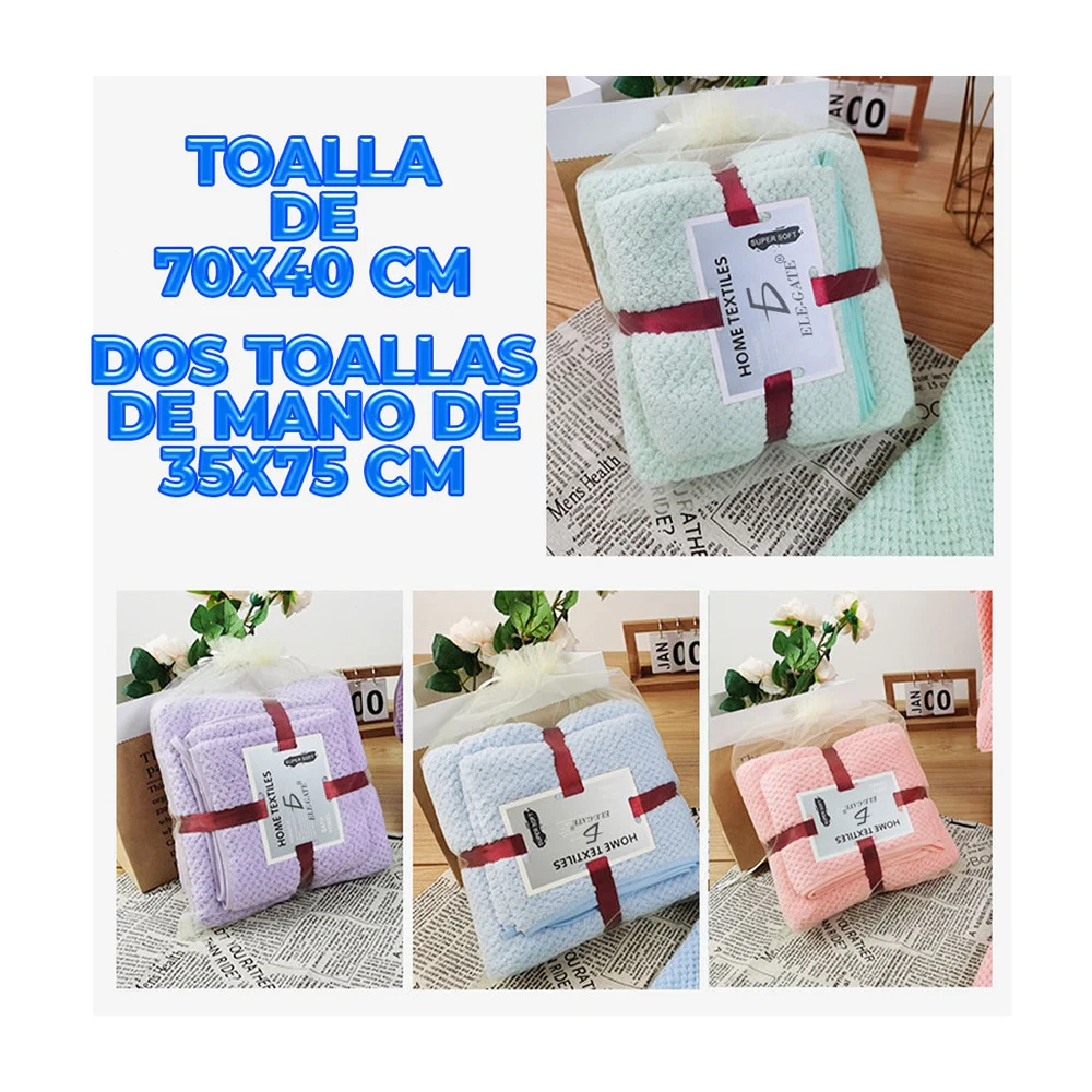 Kit de toalla corporal con 2 toallas pequeñas para el cabello, varied…