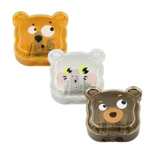 1pza Sacapuntas doble infantil, con tapadera, estampado y forma de an…