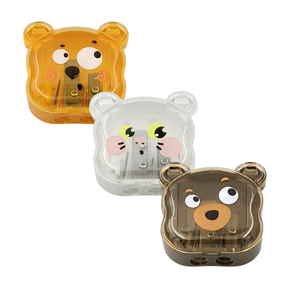 1pza Sacapuntas doble infantil, con tapadera, estampado y forma de an…