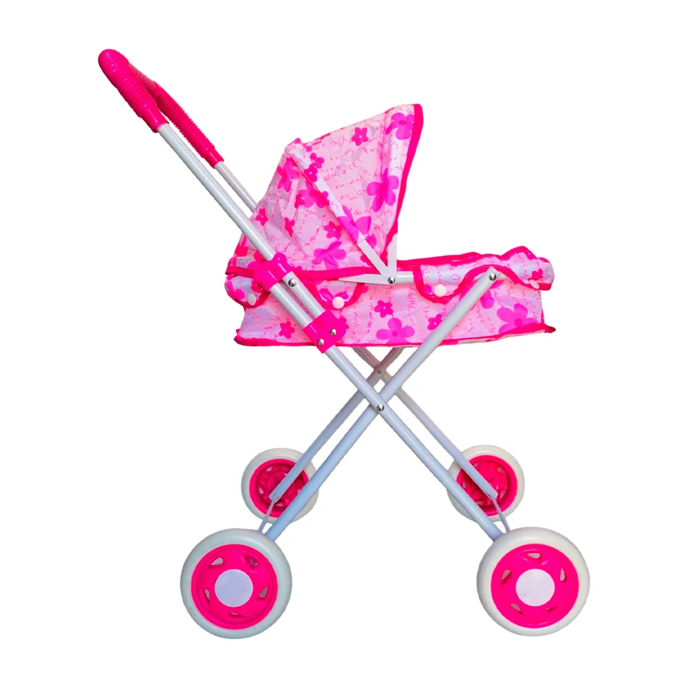 Carriola de metal plegable con diseño estampado de flores con letras,…