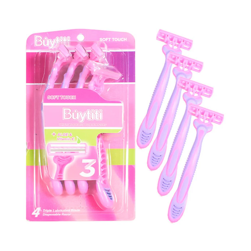 Paquete 4 rastrillos desechables con triple navaja + banda de aloe y …
